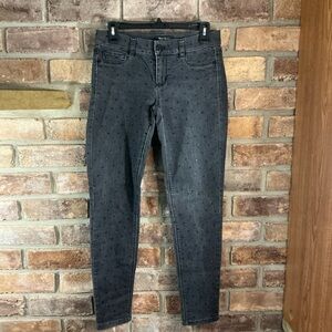 WHITE HOUSE BLACK MARKET Black Rhinestone Skinny Jeans